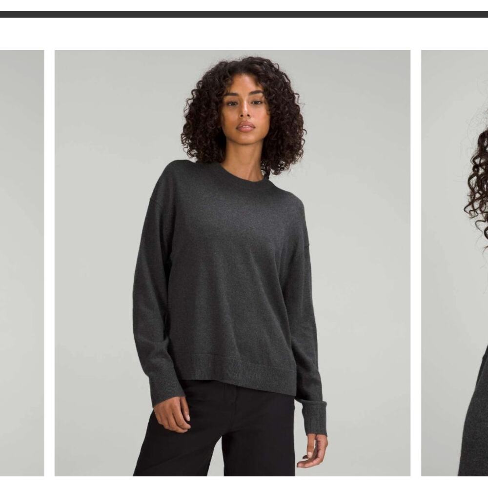 Lululemon Cotton-Cashmere Blend Crewneck Sweater Heathered Black